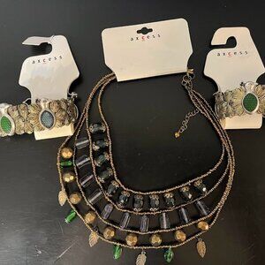 Axcess Bracelet and Necklace Set Peacock